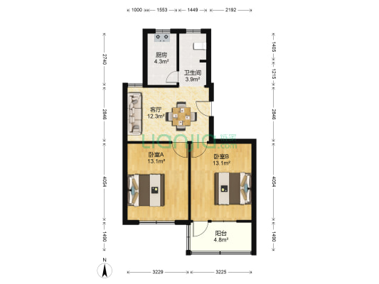 文峰花苑 2室1厅1卫 64平方