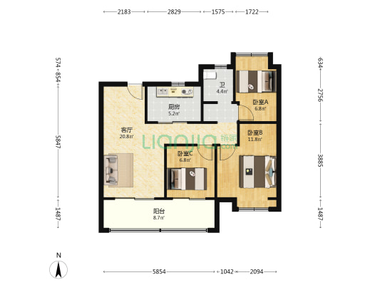 锦绣云麓 3室1厅1卫 89平方