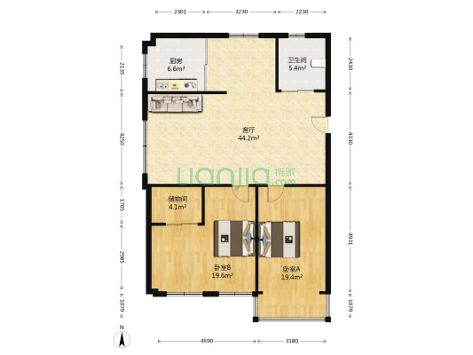 得利大厦 2室1厅1卫 135平方