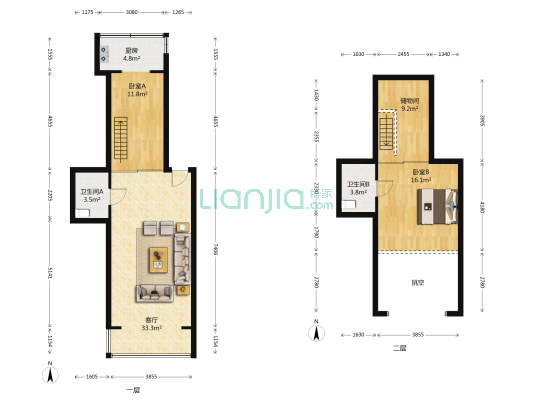 洛阳花园 2室1厅2卫 66平方