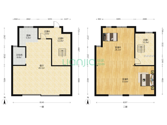 润樾山名邸 2室1厅1卫 160平方