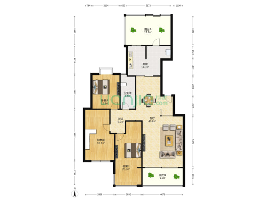 普瑞花园 2室1厅1卫 160平方