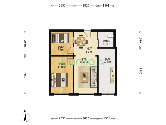 汽标小区 2室2厅1卫 65平方
