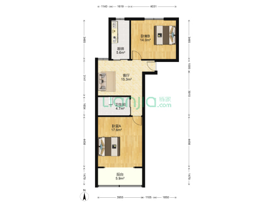 宏翔公寓 2室1厅1卫 74平方