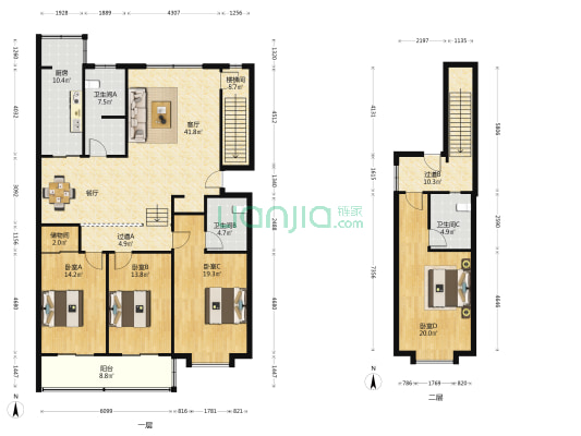 兴业北云鹤花园三期 4室1厅3卫 217平方