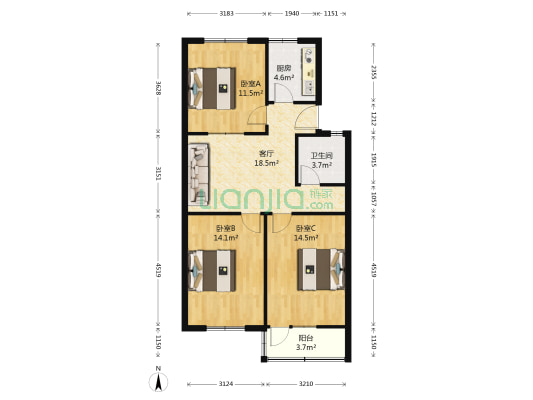 临淮新村 3室1厅1卫 81平方