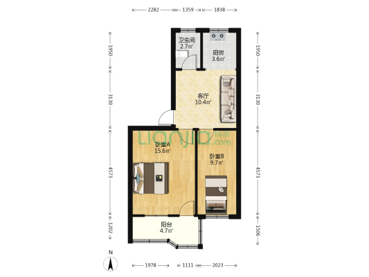 杜湖新村 2室1厅1卫 60平方
