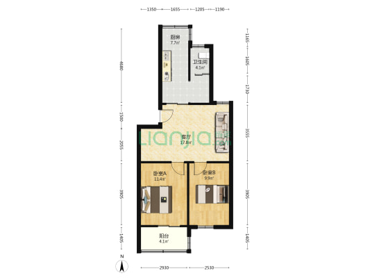 建桦园小区 2室1厅1卫 70平方