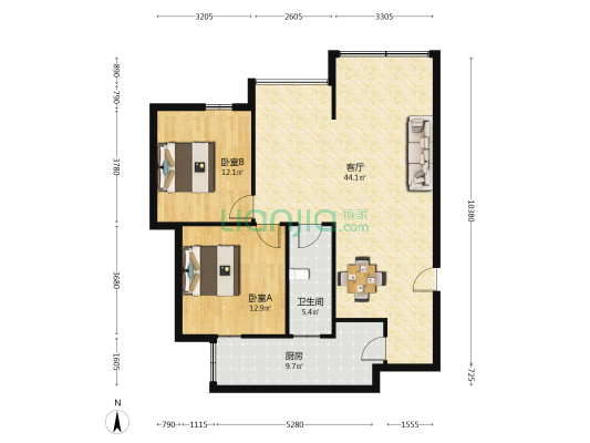新银小区 2室1厅1卫 96平方