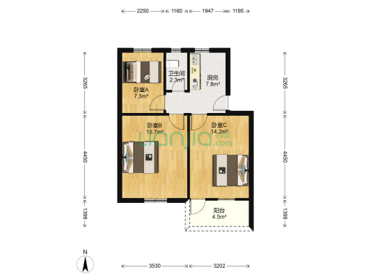 马园新村 3室0厅1卫 59平方