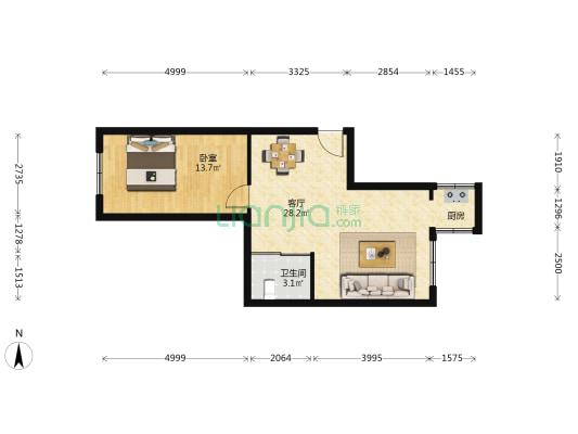 祥和佳苑 1室1厅1卫 62平方