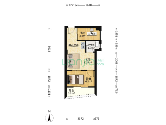 鸿禾公寓 2室1厅1卫 35平方