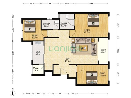 海上传奇 3室1厅2卫 123平方