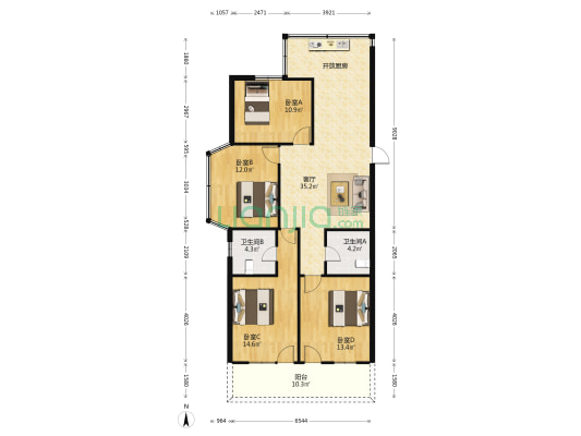 望旺楼小区 4室1厅2卫 120平方