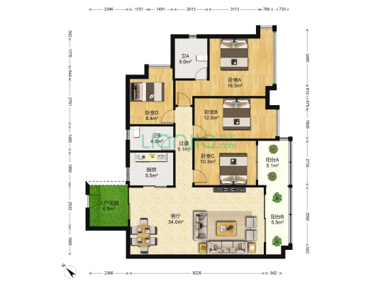 佳兆业君汇上品 4室1厅2卫 154平方