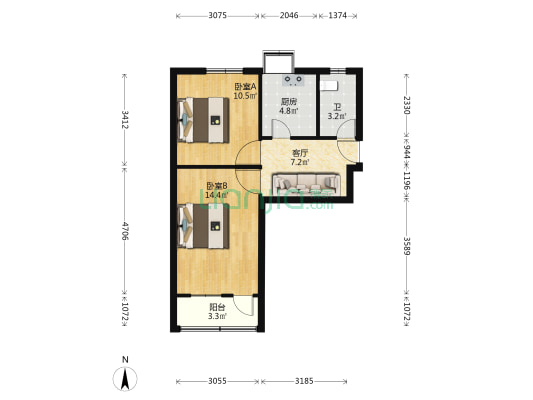 物资小区 2室1厅1卫 51平方