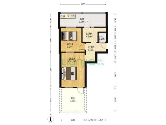 山大路182号 2室0厅1卫 48平方