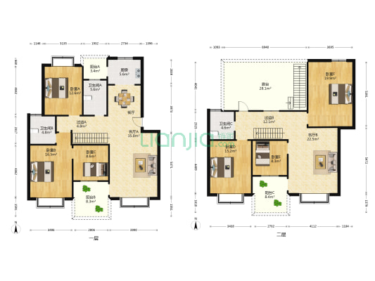 缤纷晴川小区 6室2厅3卫 232平方