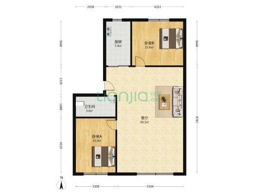 半岛物流园 2室1厅1卫 77平方