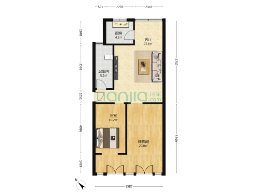 方池街21号 1室1厅1卫 75平方