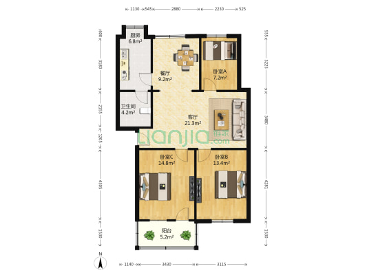安居小区(南昌县) 3室2厅1卫 111平方