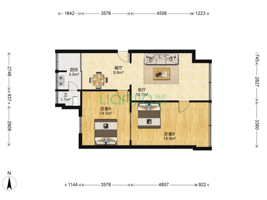 旭东巷16号 2室2厅1卫 63平方