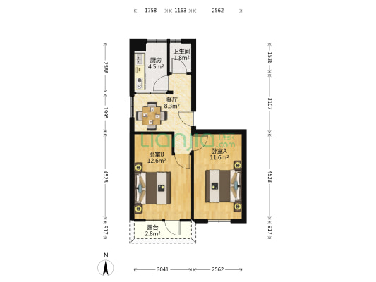 兰州师范家属院 2室1厅1卫 44平方