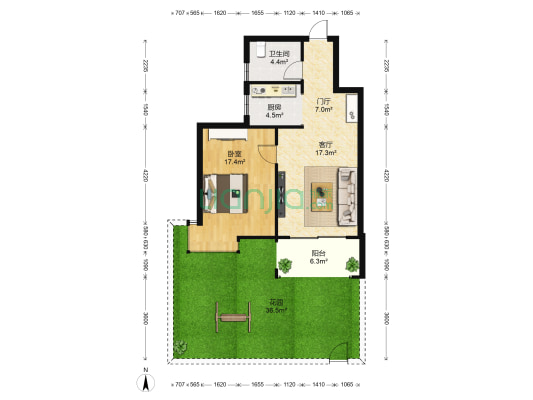 钻石水岸 1室1厅1卫 54平方