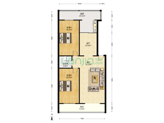 天水一楼 2室2厅1卫 125平方