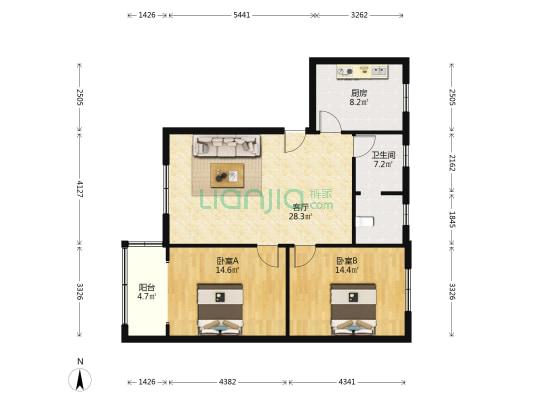 城东南路128号 2室1厅1卫 103平方