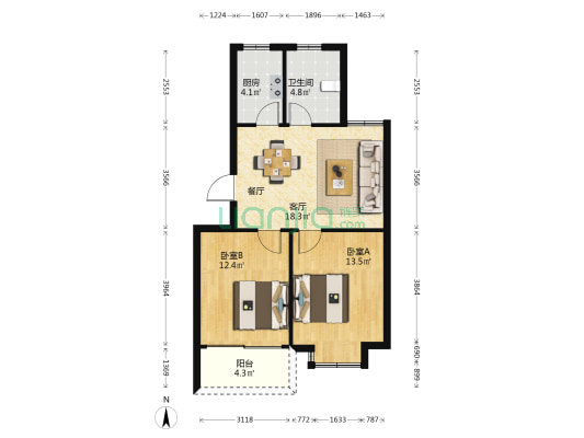 庆丰新村 2室1厅1卫 70平方