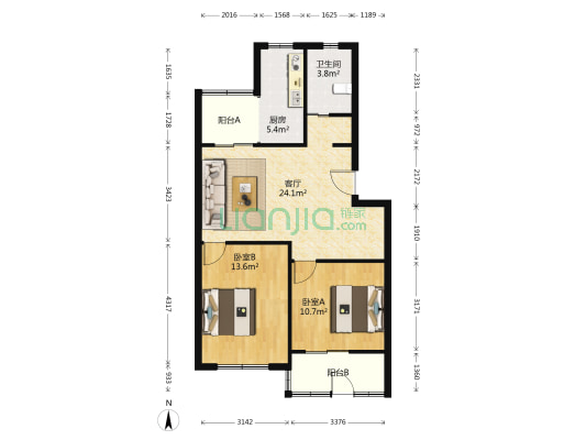 东缘公寓 2室1厅1卫 79平方