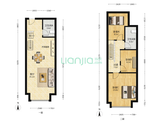 时代中心 3室1厅2卫 58平方