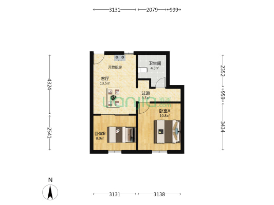 瑞丽路35弄 2室1厅1卫 54平方