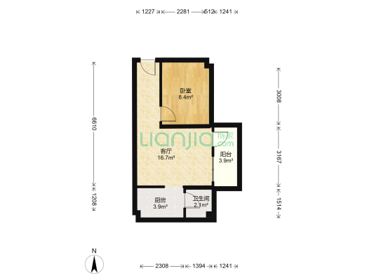 洛月楼 1室1厅1卫 44平方