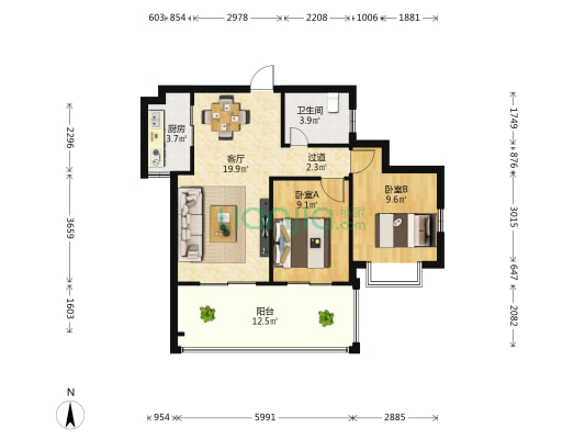 盛世一品 2室1厅1卫 77平方