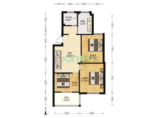 万国新村 3室1厅1卫 76平方