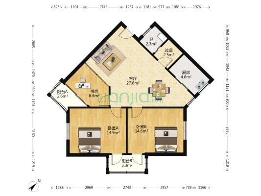 洪渡新村商住楼 3室1厅1卫 88平方