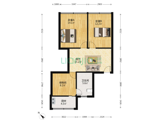 营门口路242号 2室1厅1卫 62平方