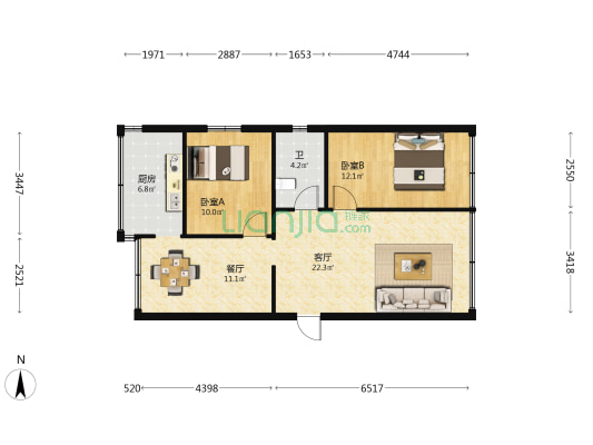 西昌路26号 2室2厅1卫 63平方