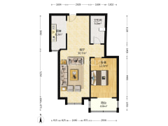 水岸花城 1室1厅 南-涿州水岸花城户型图