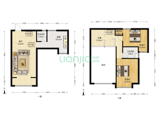时代风华一期 2室1厅2卫 104平方