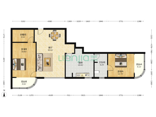 杨浦科技大厦 2室1厅1卫 188平方
