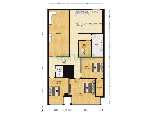 天行建商务大厦 4室1厅1卫 246平方