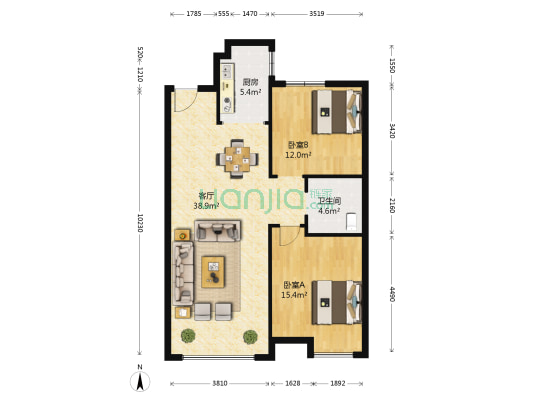 圣菲漫步BDE区 2室1厅1卫 103平方