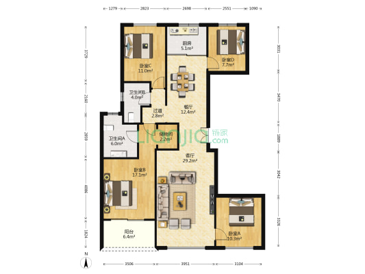 保亿公元印 4室2厅2卫 160平方