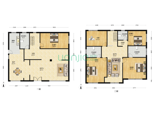 桃园小区 5室3厅4卫 246平方