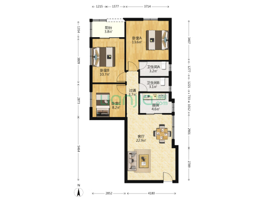 校园路 3室1厅2卫 82平方