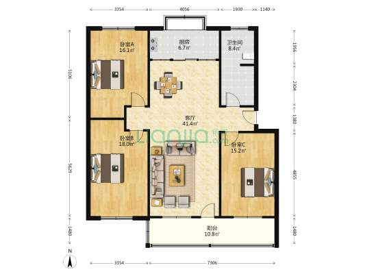 区税务局家属院(中华路566号) 3室1厅1卫 131平方