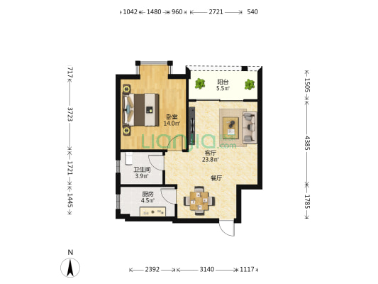 维多利亚花园 1室1厅1卫 62平方